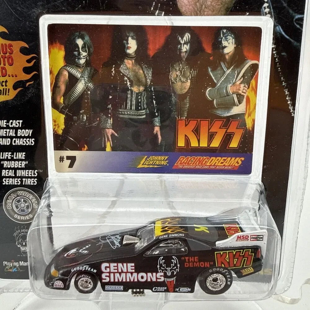 Vintage Johnny LIghtning KISS Gene Simmons Race Car with card #7 1997 NOS